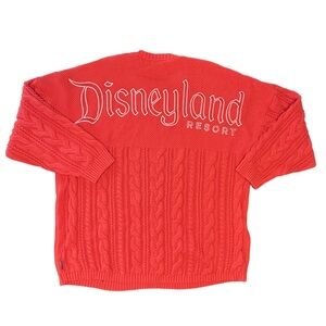 Disney Parks Disneyland Resort Cable Knit Red Spirit Jersey Sweater Adult XXL